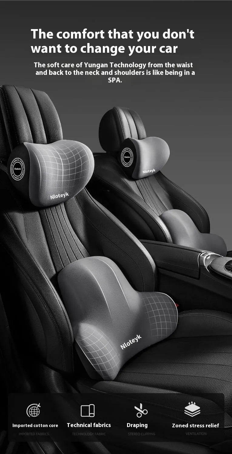 Universal Memory Foam Car Seat Cushion & Headrest Pillow