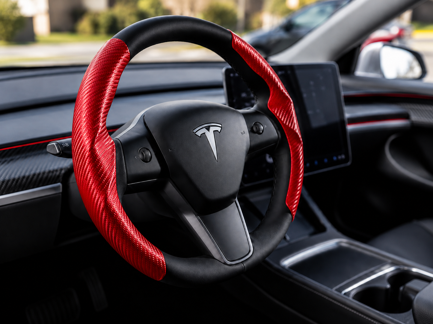 Tesla Model 3/Y Carbon Fiber Steering Wheel Cover