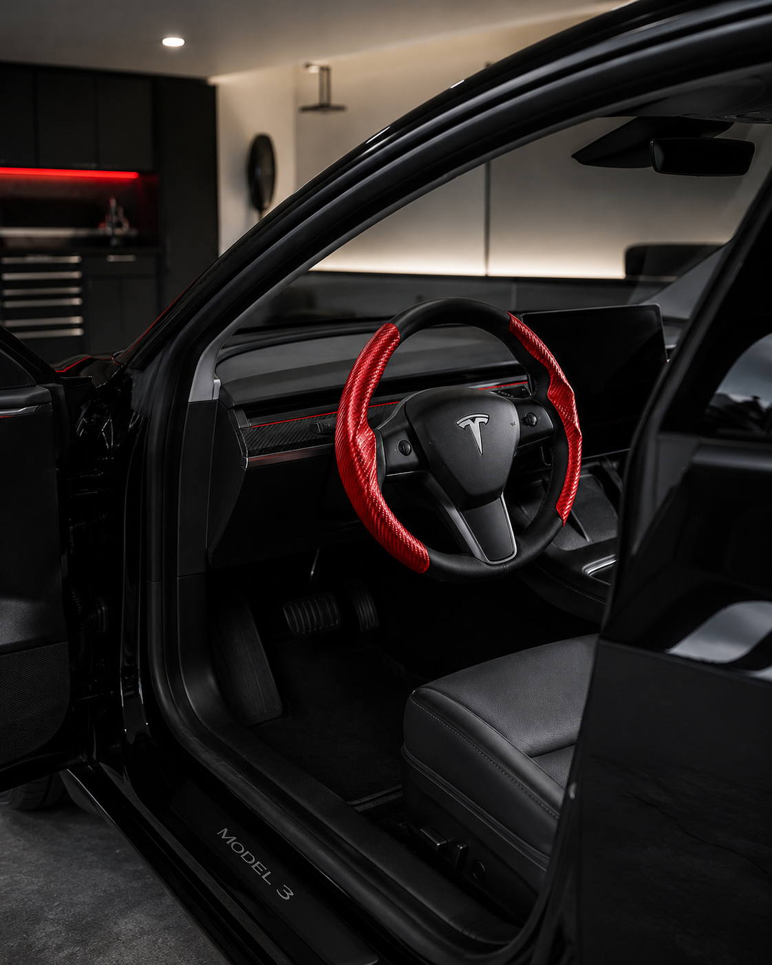 Tesla Model 3/Y Carbon Fiber Steering Wheel Cover